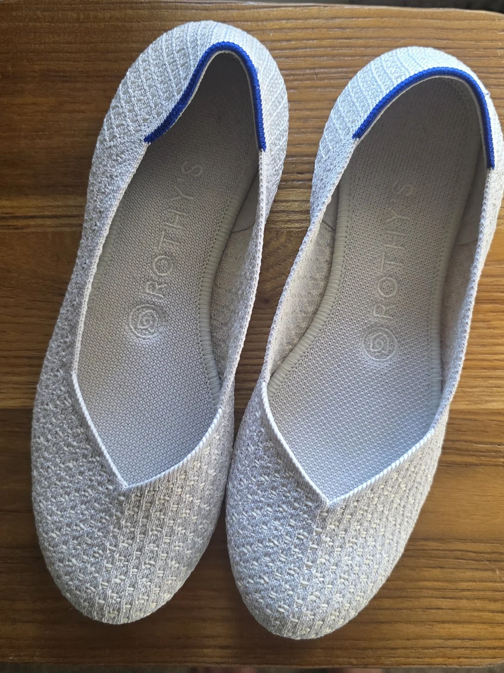 Rothy's The Flat Knit Ballet Flats Light Gray Women's Size 7.5 Comfortable Washa